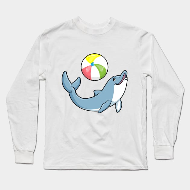 Dolphin at Swimming with Water polo Long Sleeve T-Shirt by Markus Schnabel